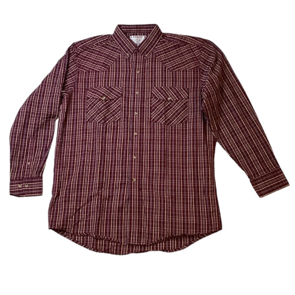 Crazy Cowboy Men's Long Sleeve Button Down Western Shirt Plaid Size XL